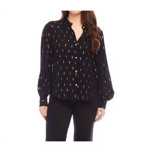 NEW KAREN KANE shirred sleeve top in black